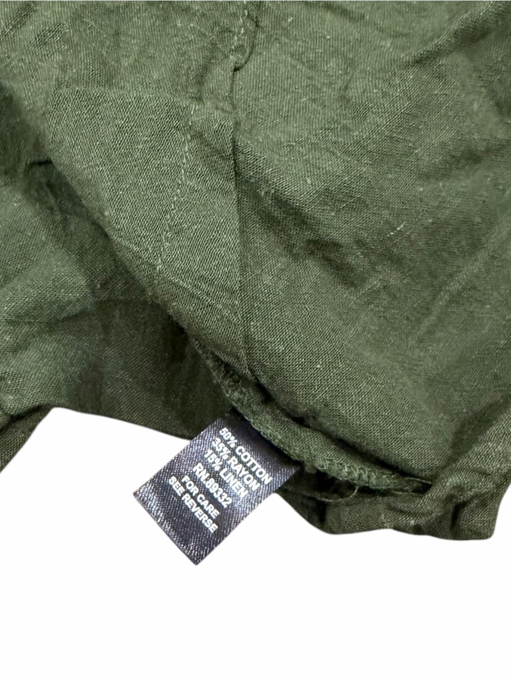 Cassee’s Olive Green Linen Blend Cropped Top & Wide-Leg Jumpsuit Set 3X - Picture 3 of 4
